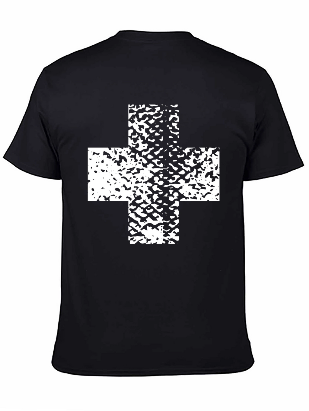 Bold Black T-Shirt with White Cross Graphic
