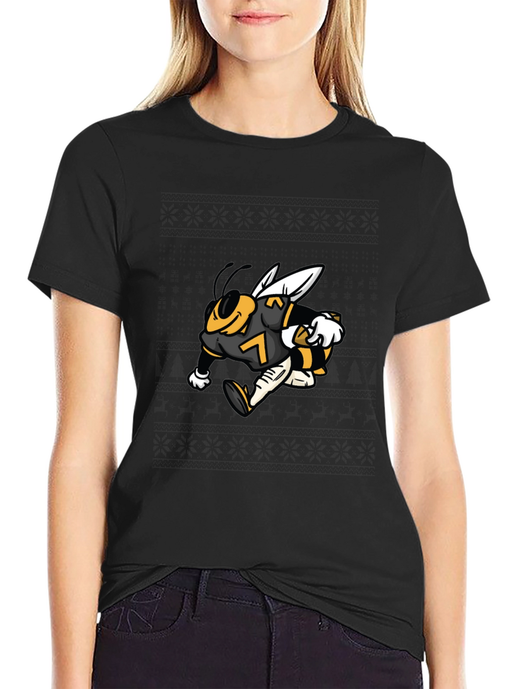 Bee Football Player Graphic Tee