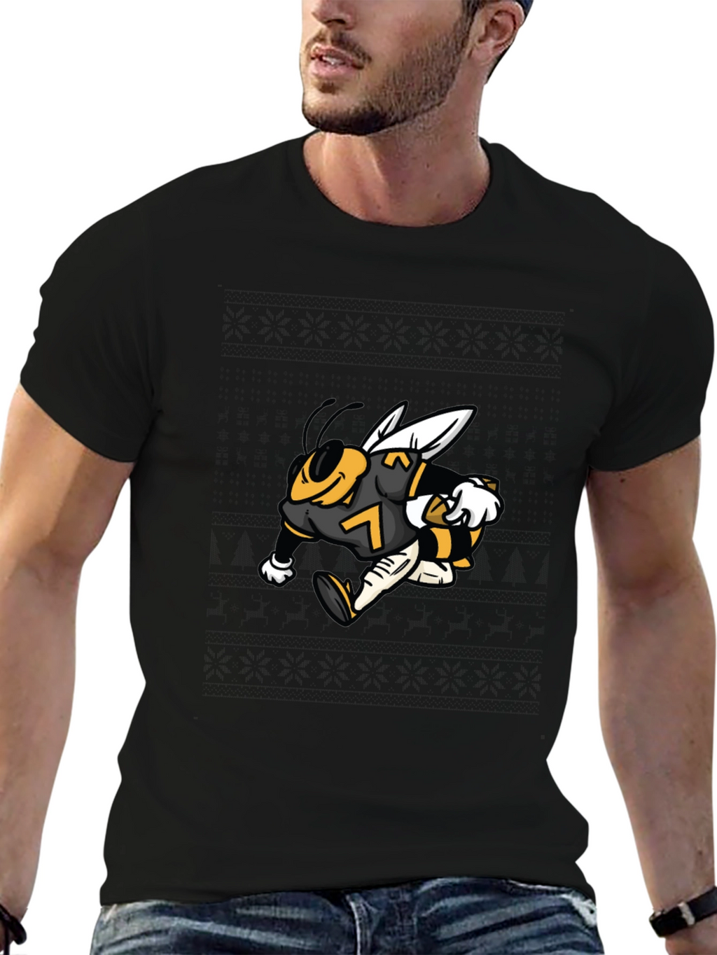 Bee Football Player Graphic Tee