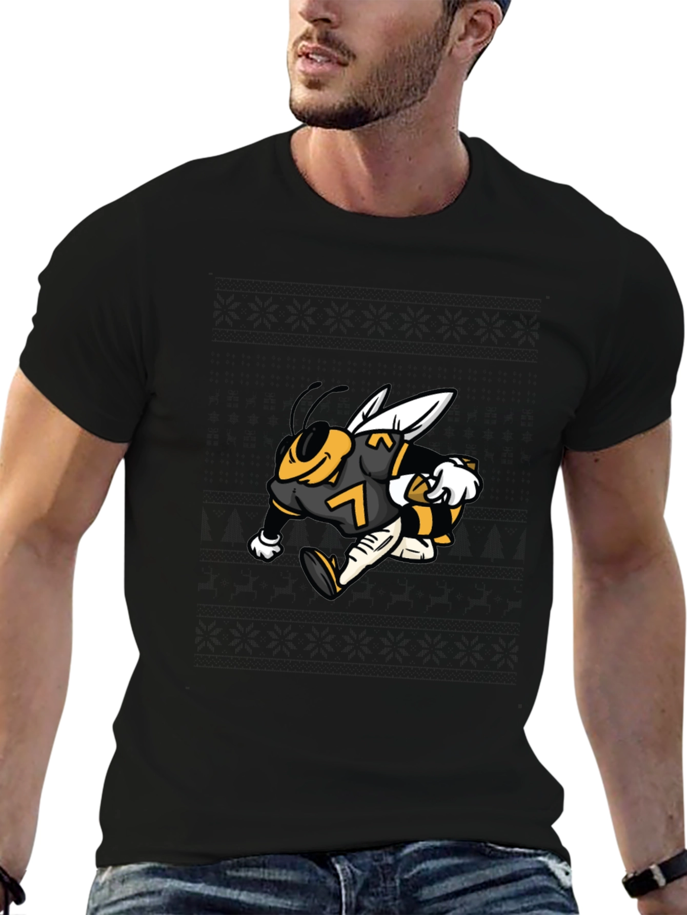 Bee Football Player Graphic Tee