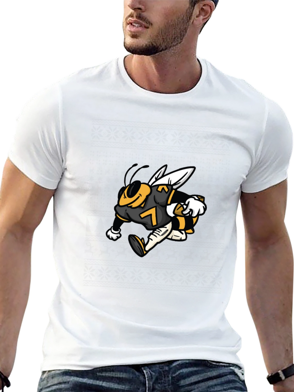 Bee Football Player Graphic Tee