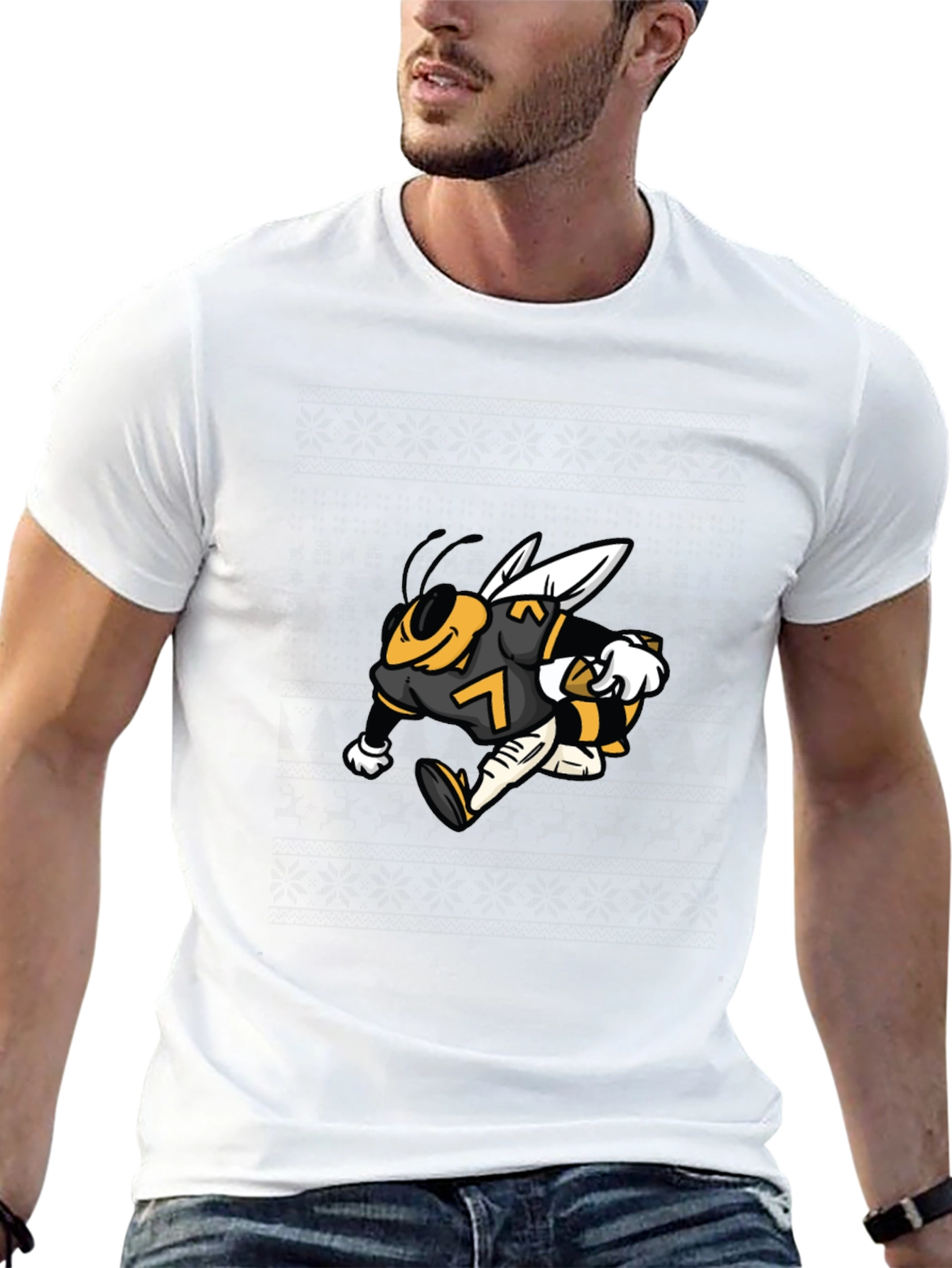 Bee Football Player Graphic Tee