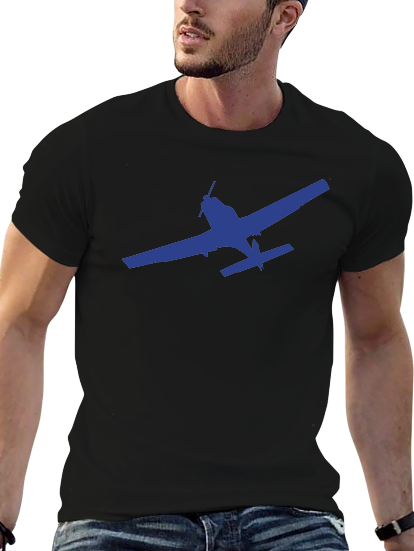 Airplane Graphic T-Shirt - Black Casual Tee