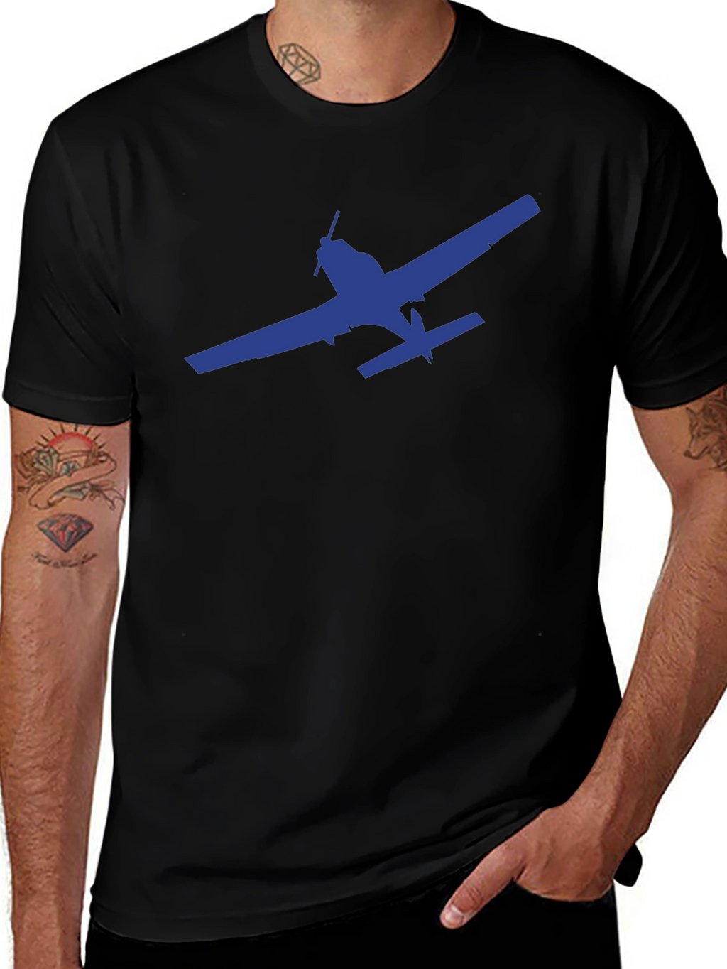Airplane Graphic T-Shirt - Black Casual Tee
