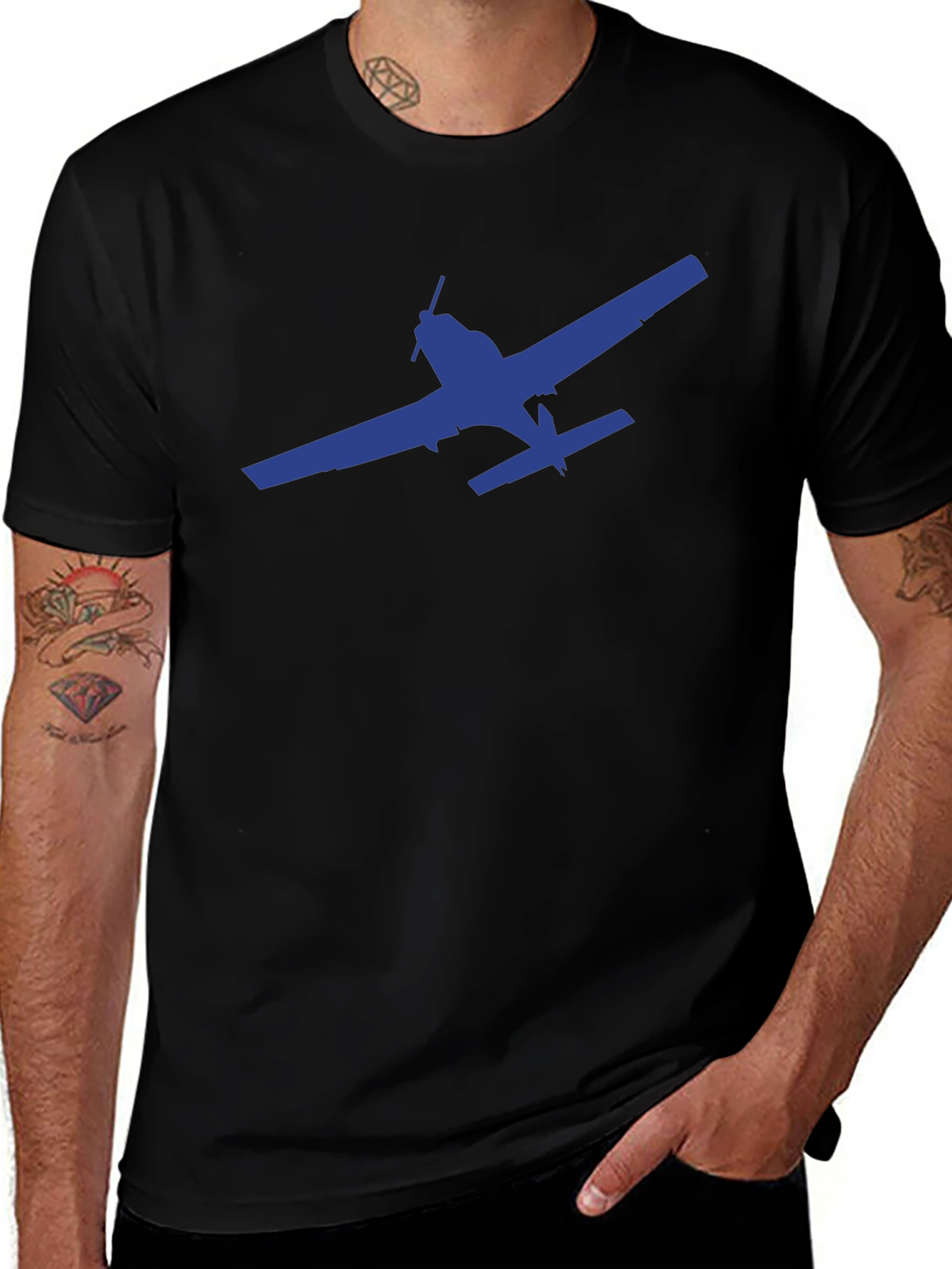 Airplane Graphic T-Shirt - Black Casual Tee