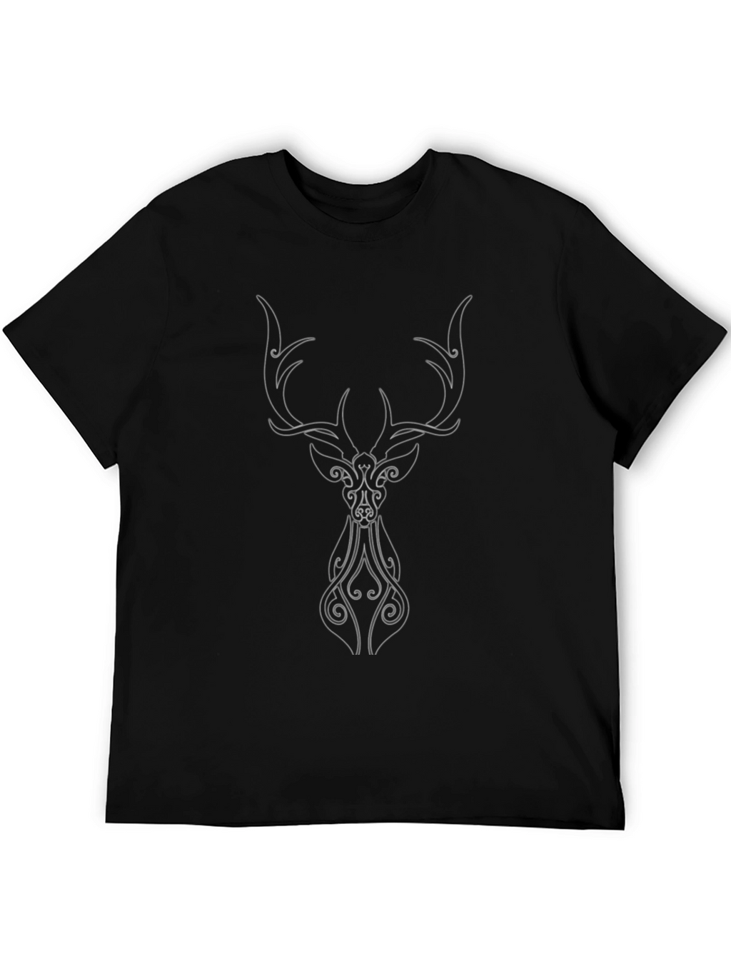 Tribal Deer Head Black T-Shirt