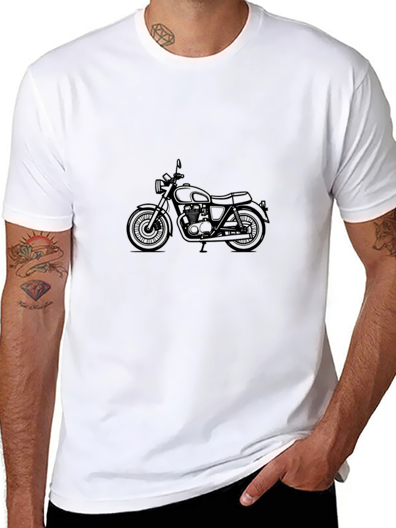 Classic Motorcycle Graphic Tee - Black