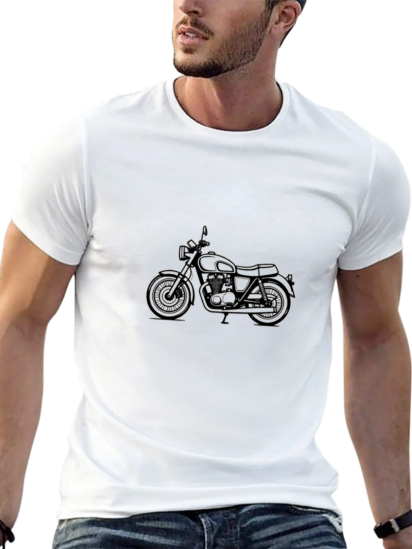 Classic Motorcycle Graphic Tee - Black