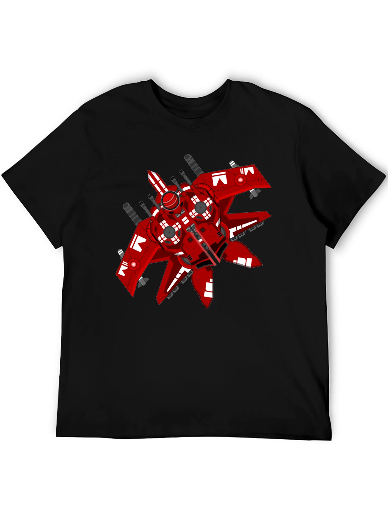 Red Spaceship Graphic Tee - Sci-Fi Style Shirt