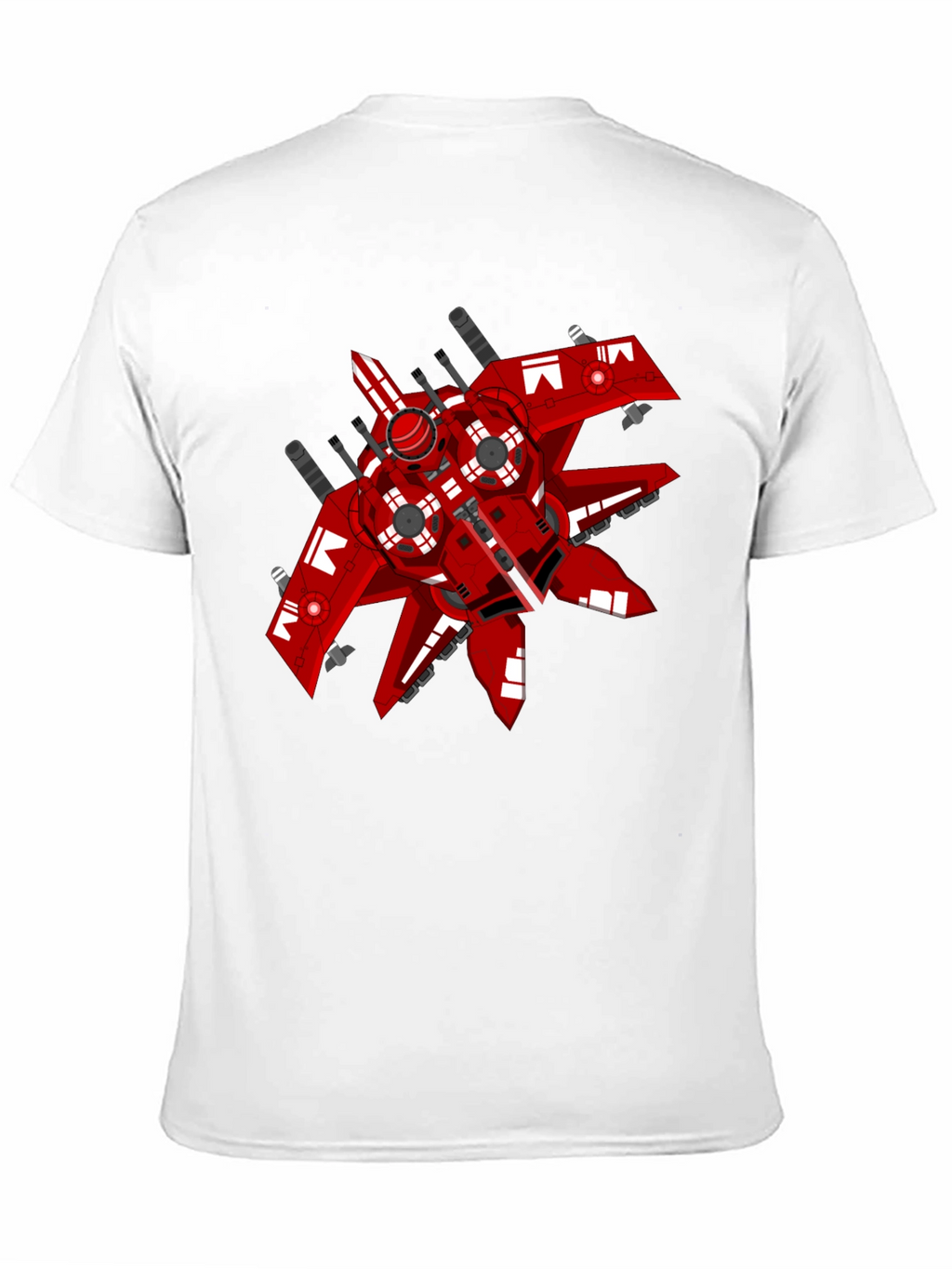 Red Spaceship Graphic Tee - Sci-Fi Style Shirt