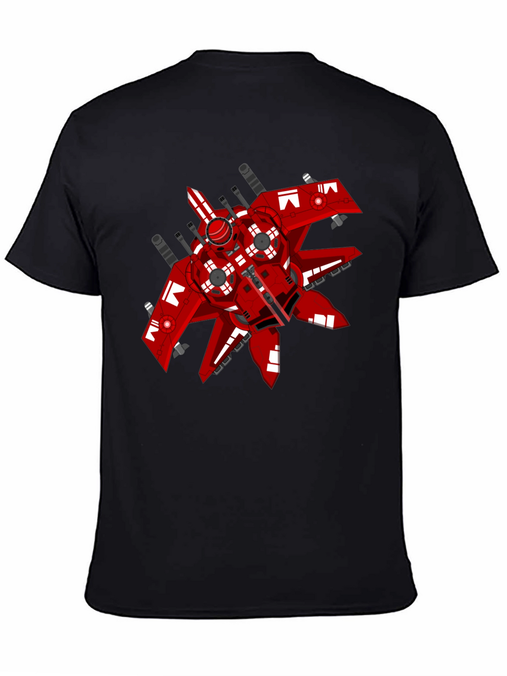 Red Spaceship Graphic Tee - Sci-Fi Style Shirt