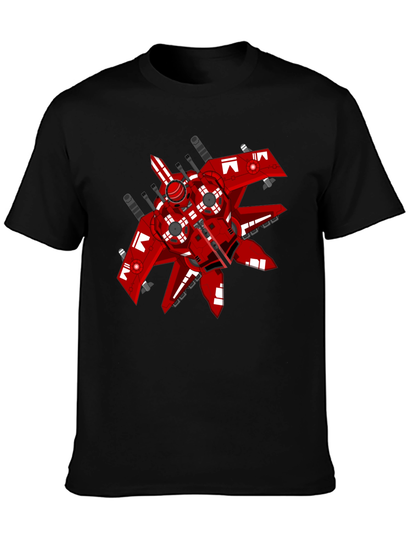 Red Spaceship Graphic Tee - Sci-Fi Style Shirt