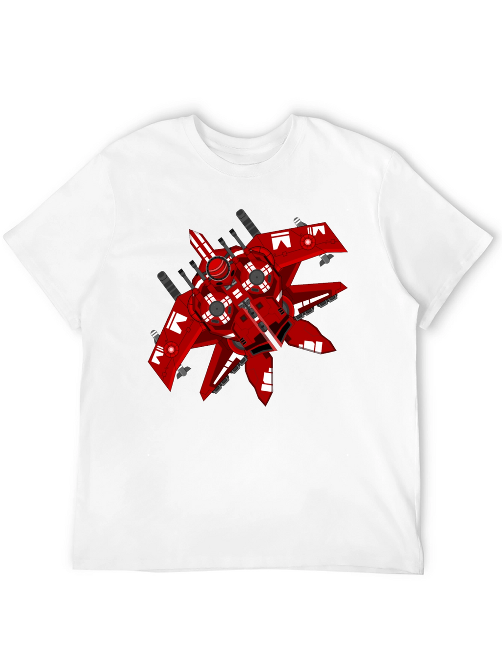 Red Spaceship Graphic Tee - Sci-Fi Style Shirt