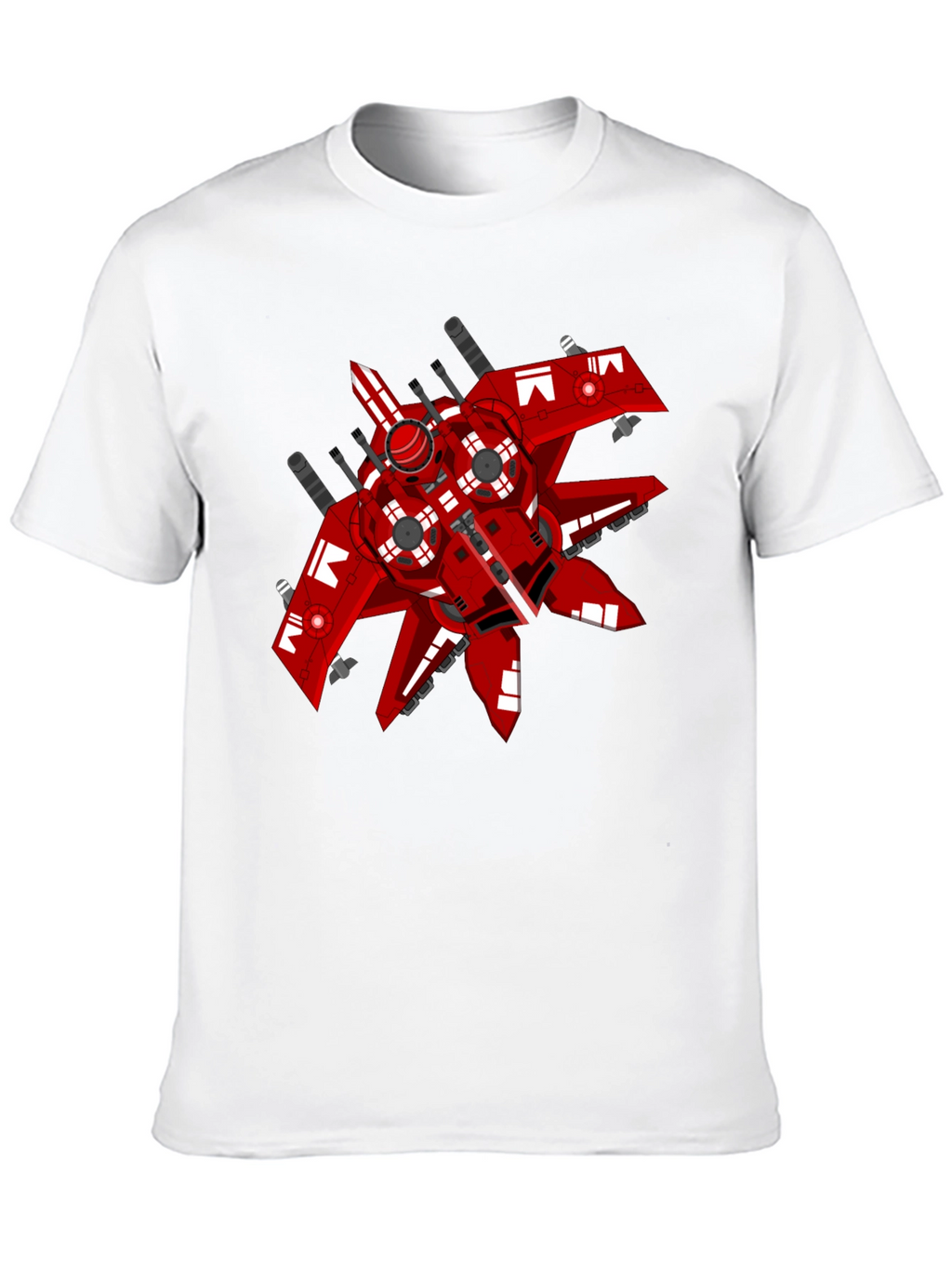 Red Spaceship Graphic Tee - Sci-Fi Style Shirt