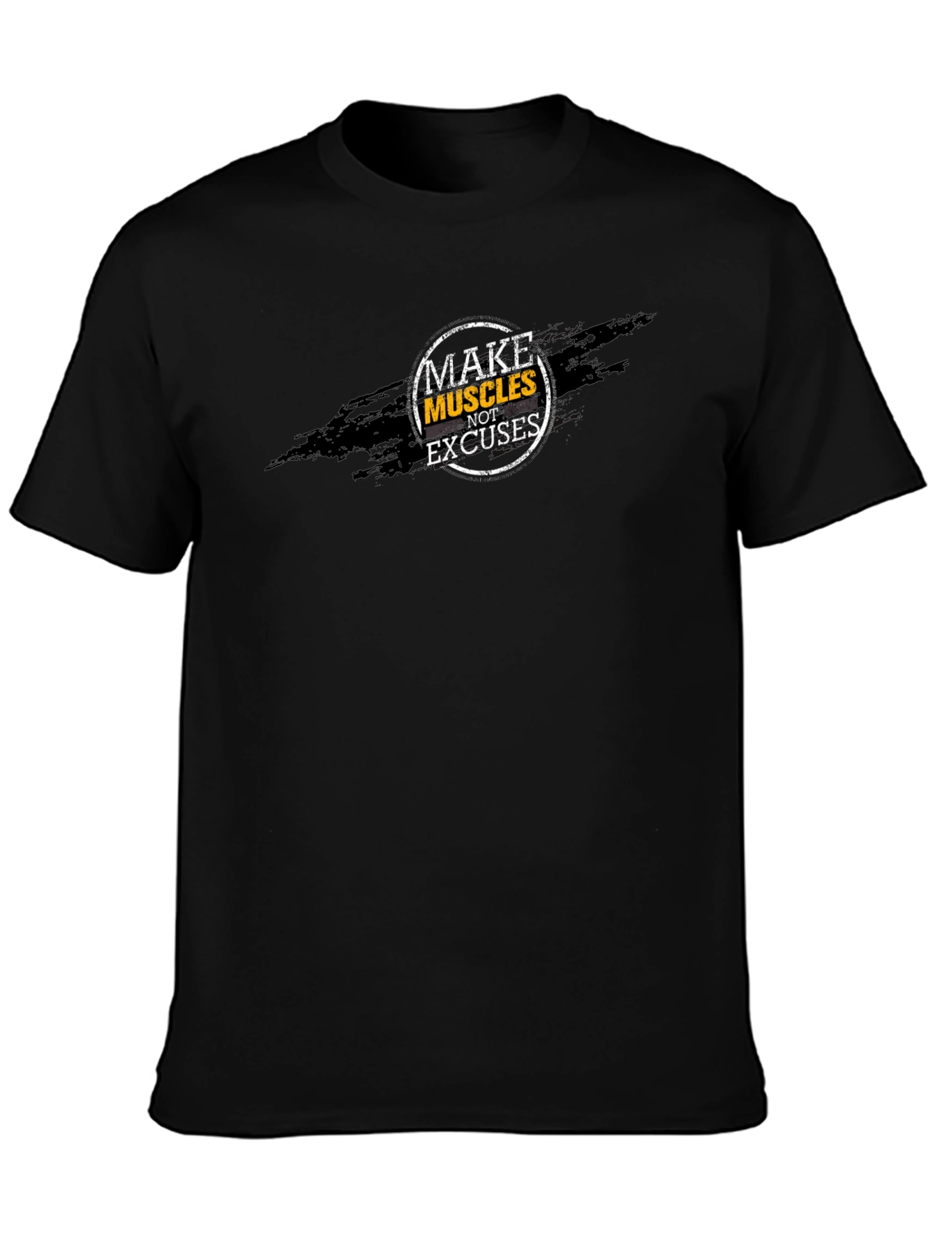 Make Muscles Not Excuses Black Graphic Tee