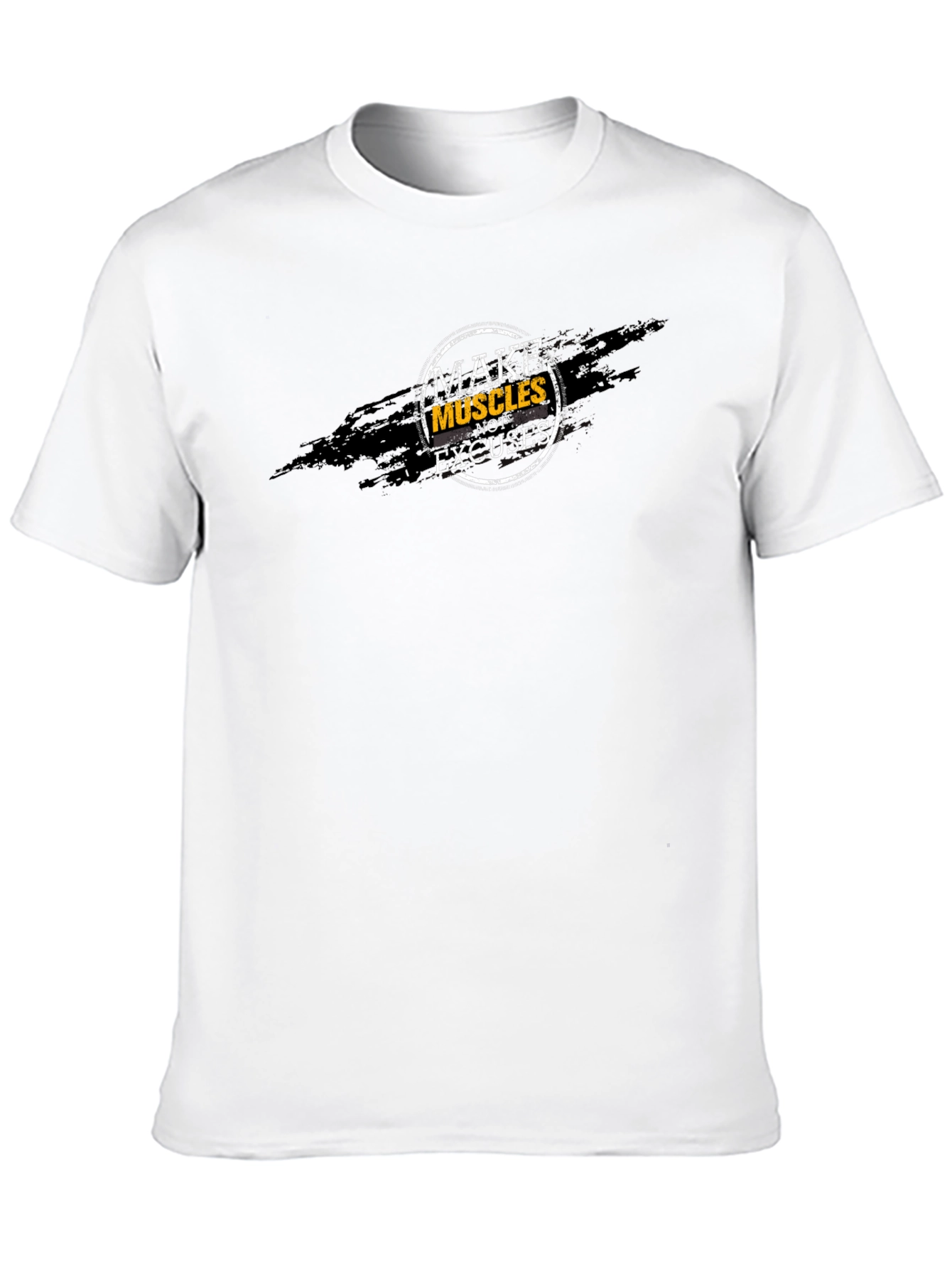 Make Muscles Not Excuses Black Graphic Tee