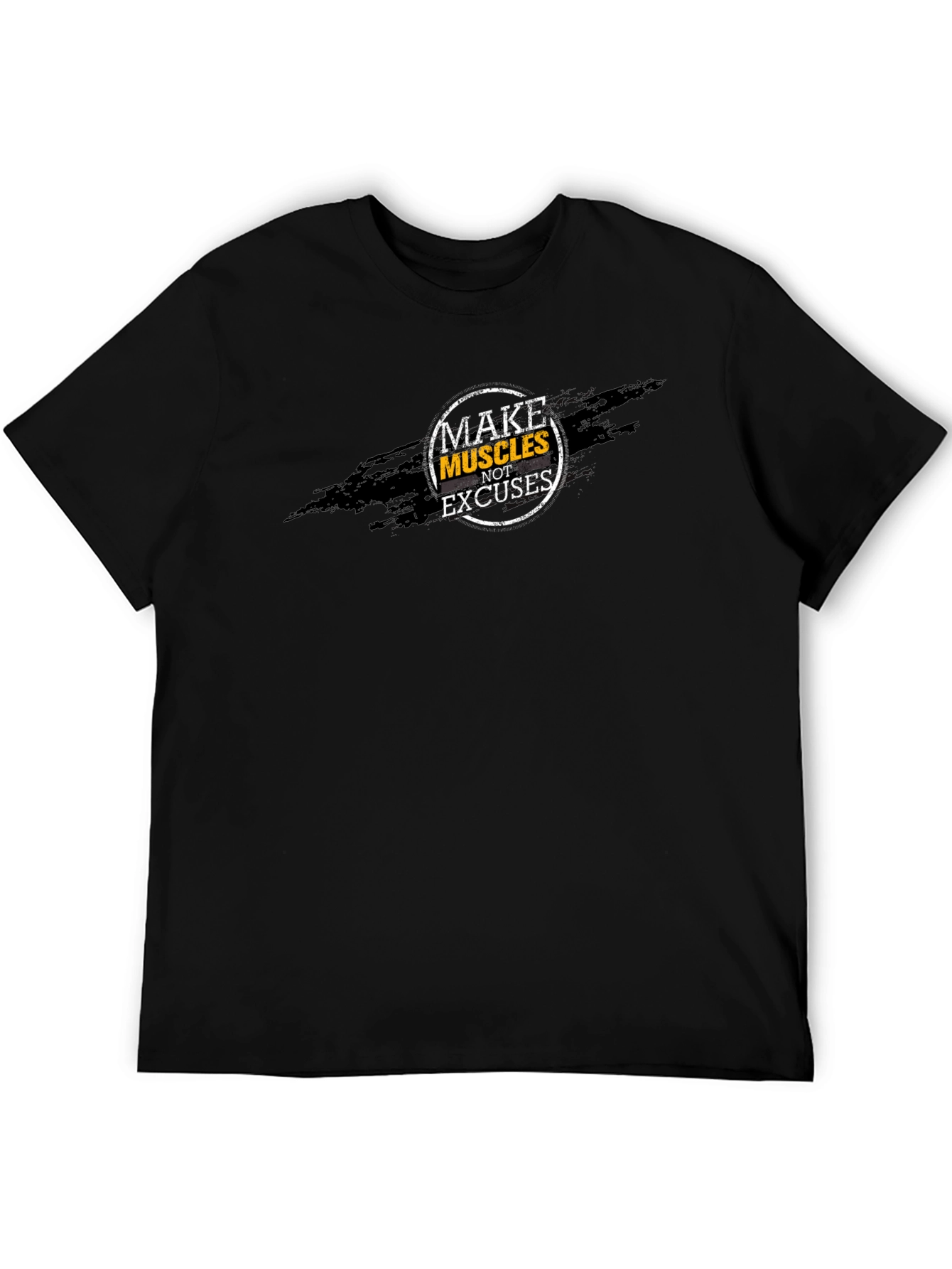 Make Muscles Not Excuses Black Graphic Tee