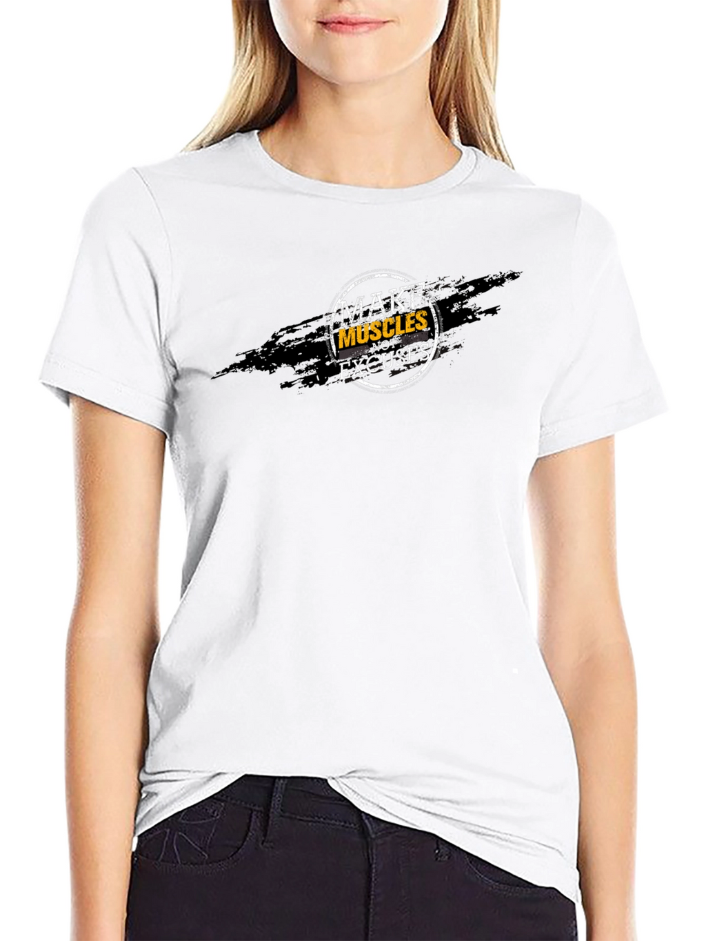 Make Muscles Not Excuses Black Graphic Tee