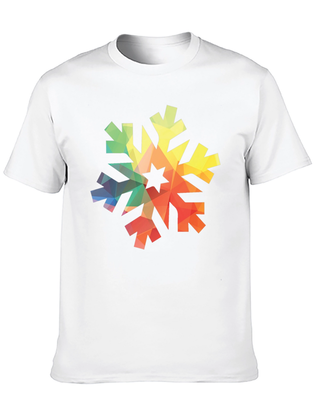 Geometric Snowflake Graphic Tee - Black Cotton Shirt