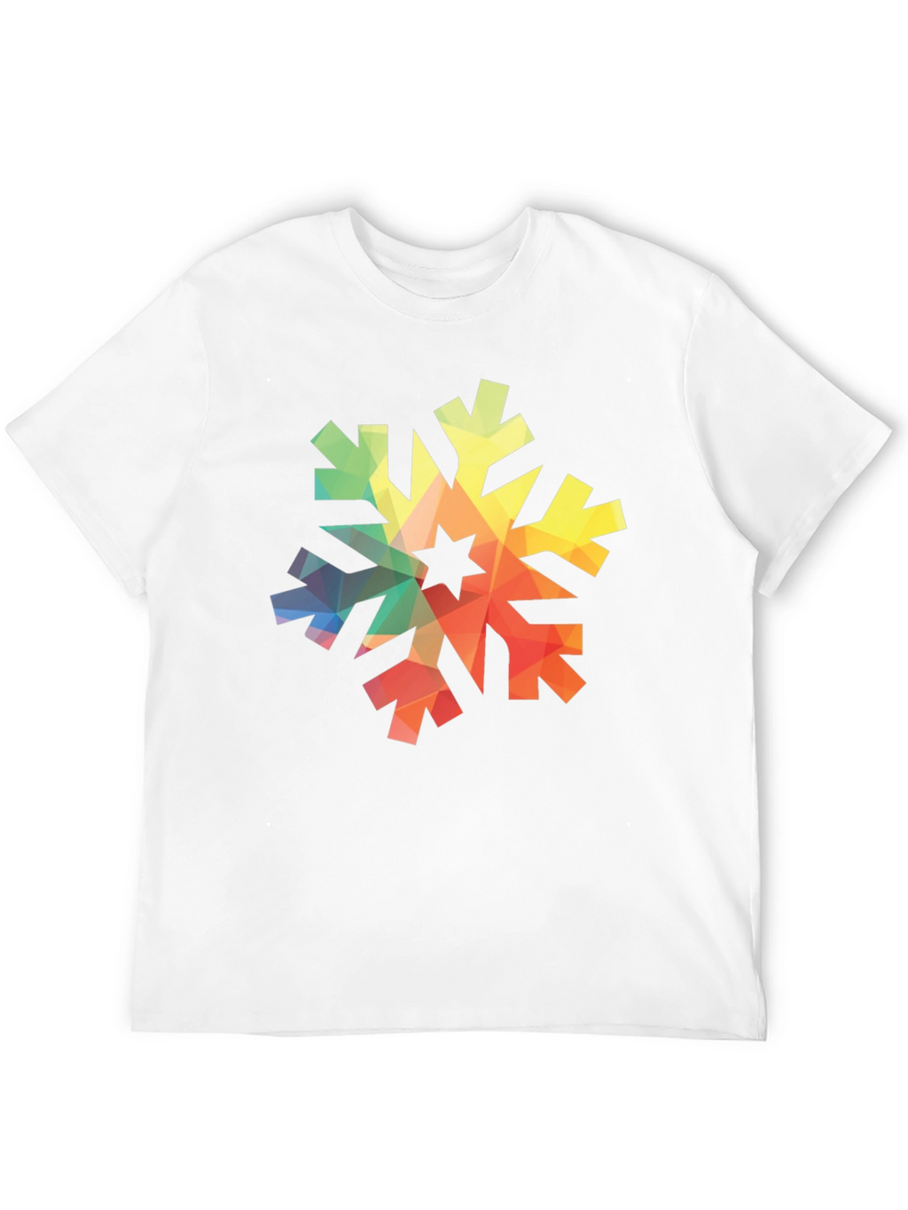 Geometric Snowflake Graphic Tee - Black Cotton Shirt