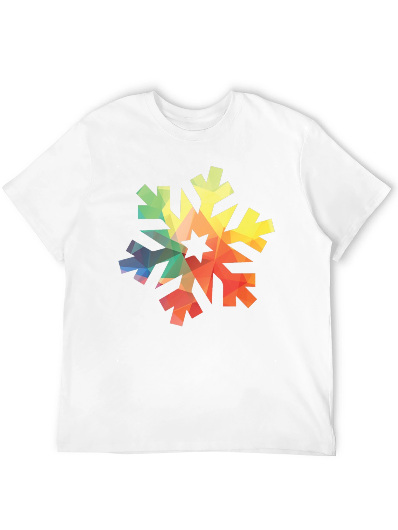 Geometric Snowflake Graphic Tee - Black Cotton Shirt