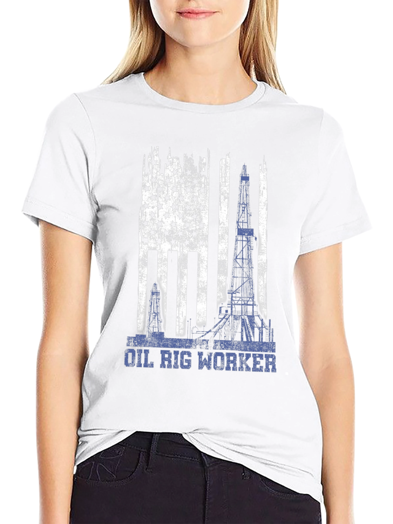 Oil Rig Worker American Flag T-Shirt