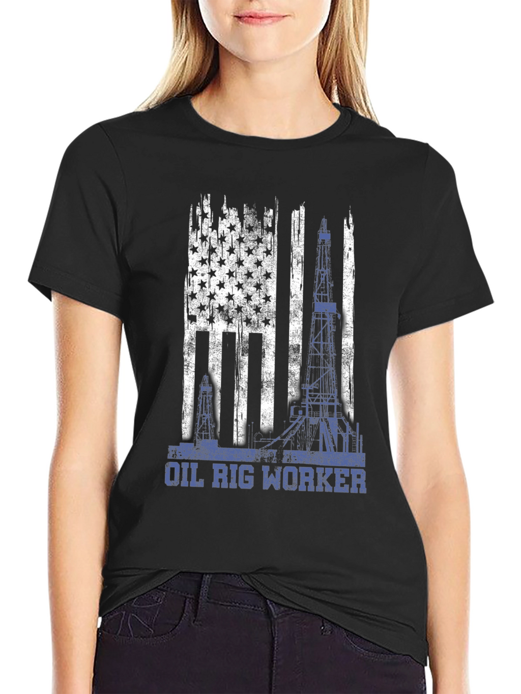 Oil Rig Worker American Flag T-Shirt