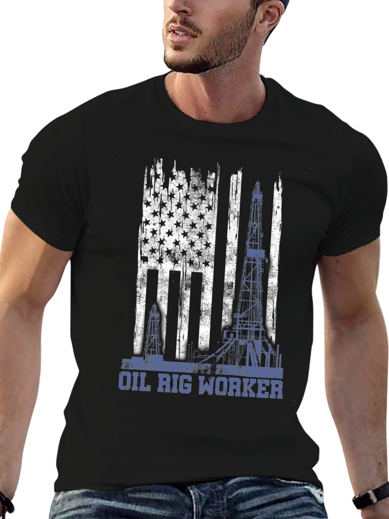 Oil Rig Worker American Flag T-Shirt