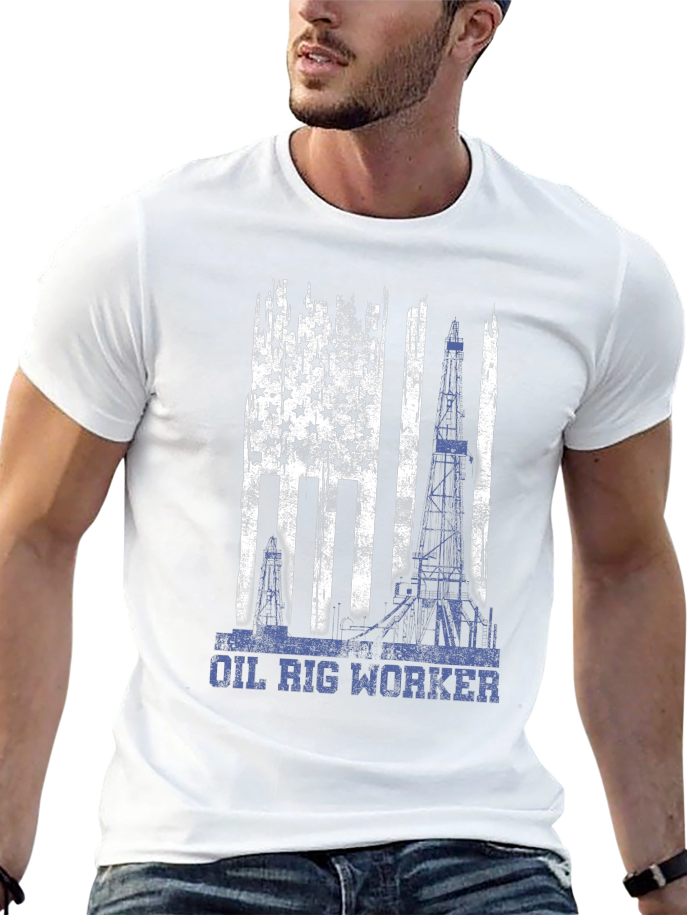 Oil Rig Worker American Flag T-Shirt