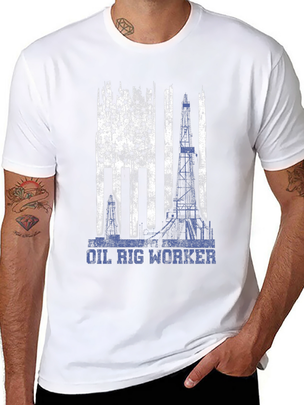 Oil Rig Worker American Flag T-Shirt
