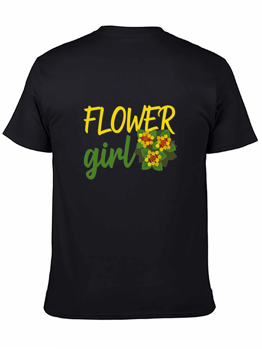 Flower Girl Graphic Tee - Black Cotton Casual Shirt
