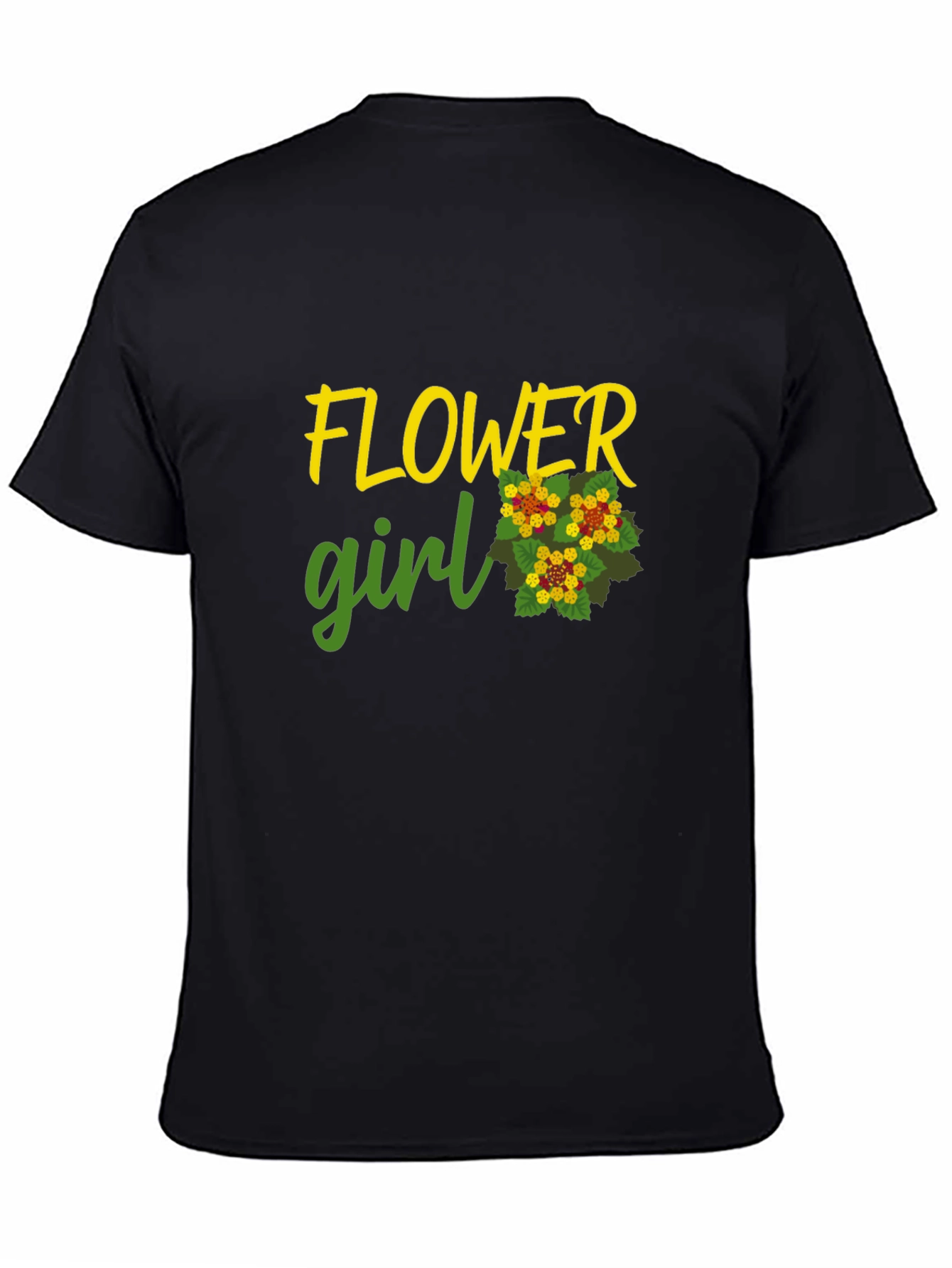 Flower Girl Graphic Tee - Black Cotton Casual Shirt