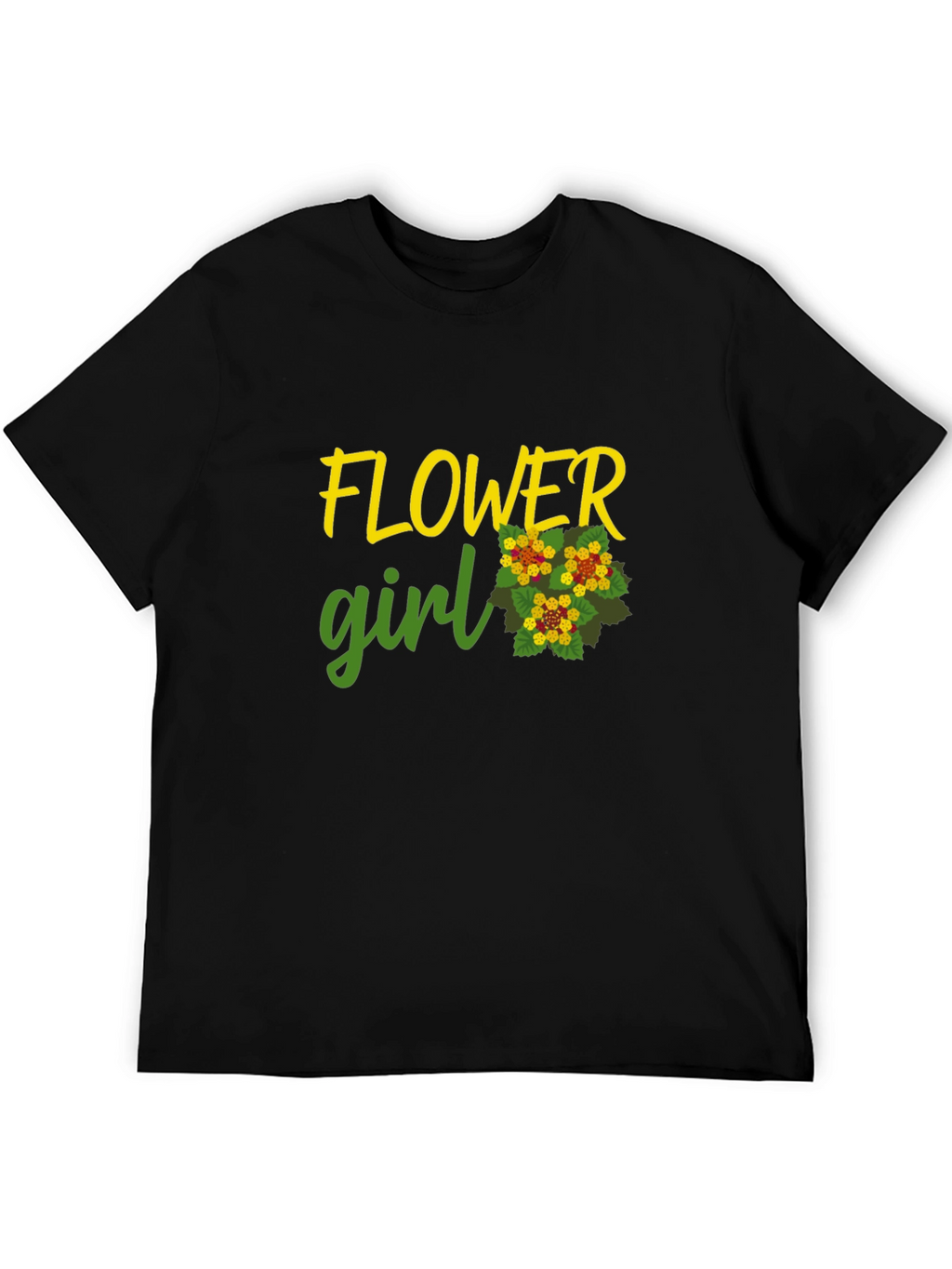 Flower Girl Graphic Tee - Black Cotton Casual Shirt
