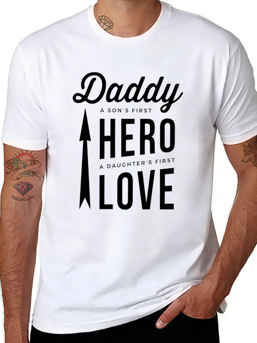 Daddy Hero Black Graphic Tee - Fathers Day Gift