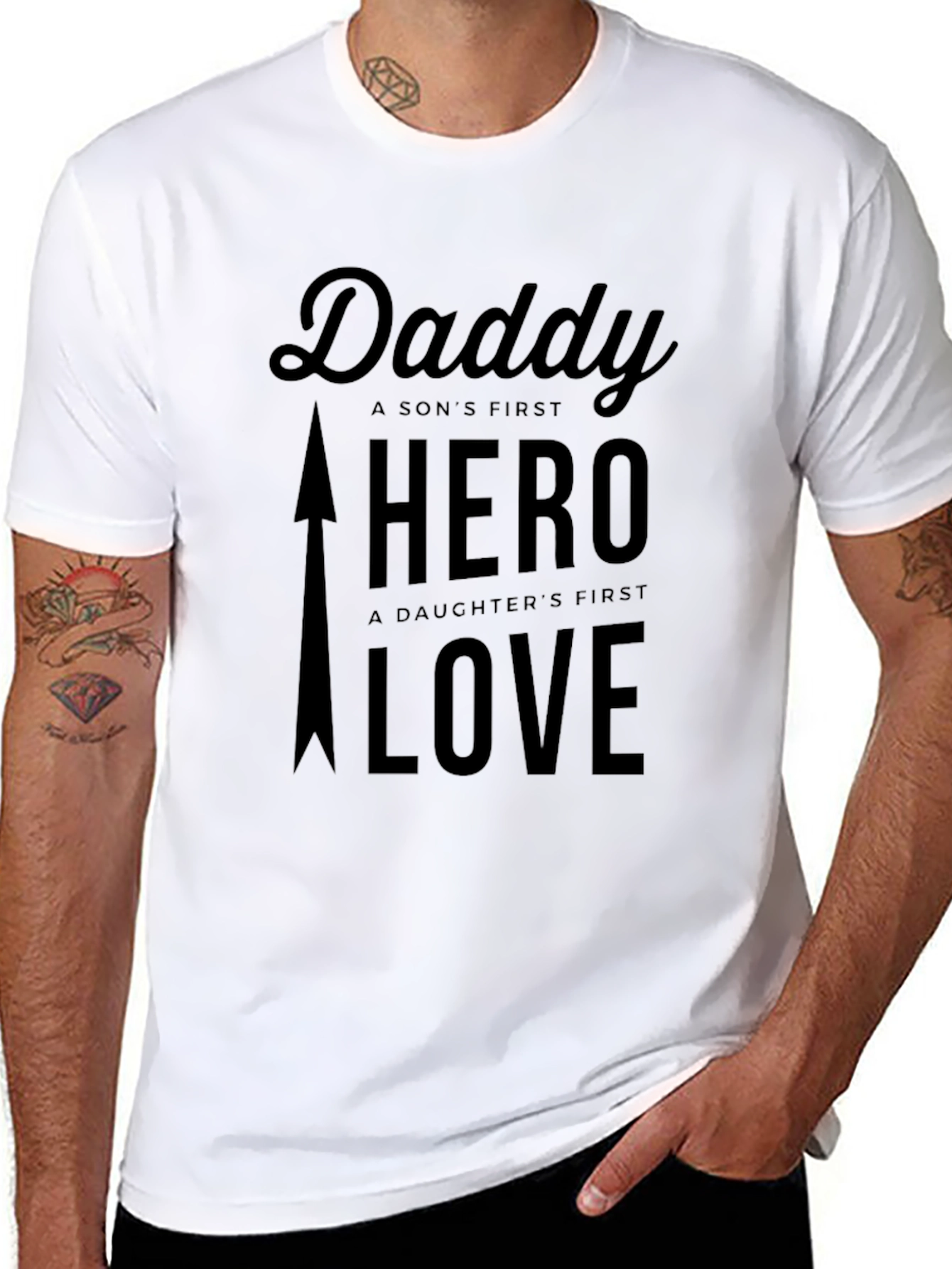 Daddy Hero Black Graphic Tee - Fathers Day Gift