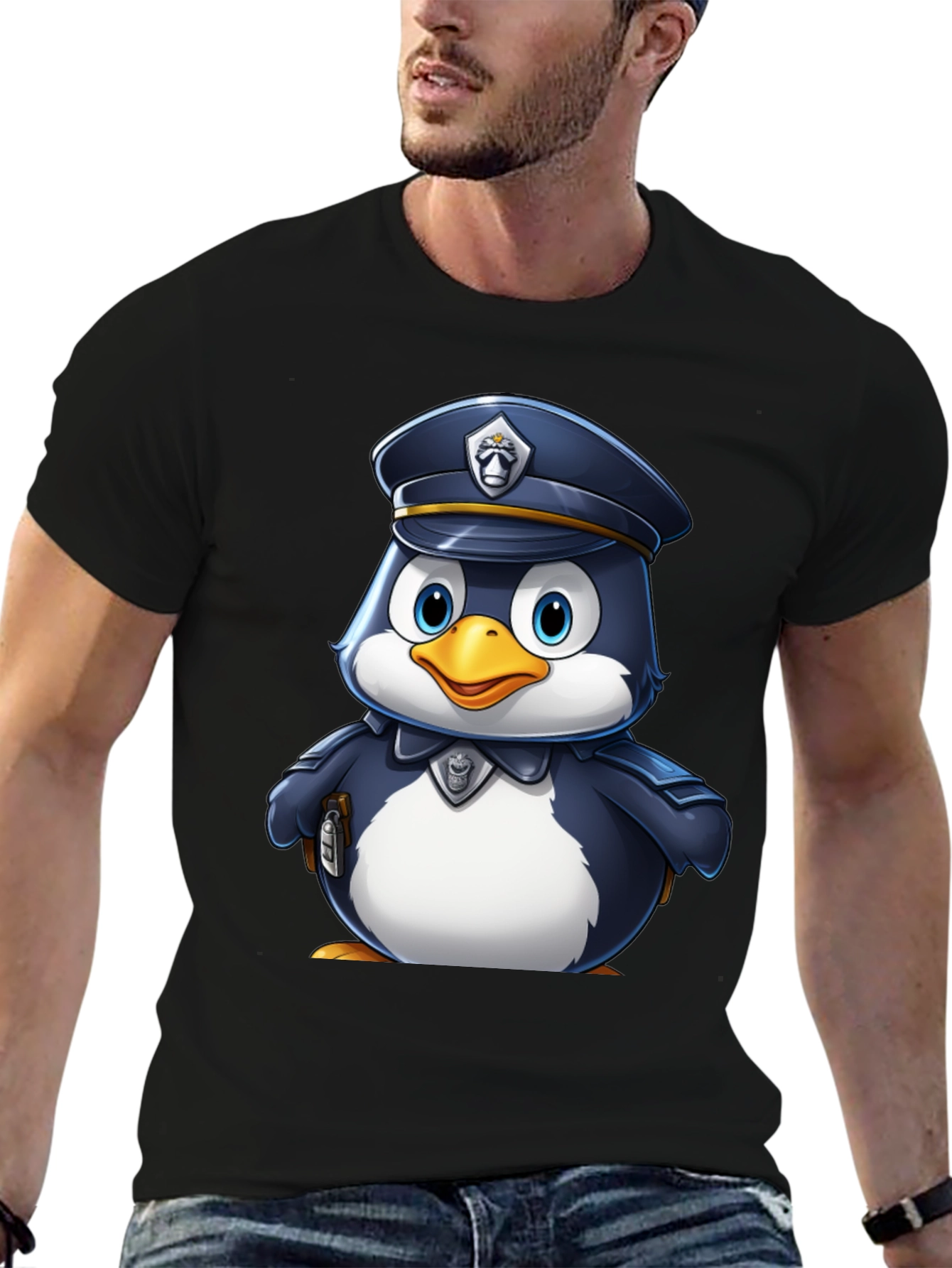 Cartoon Penguin Police Officer T-Shirt
