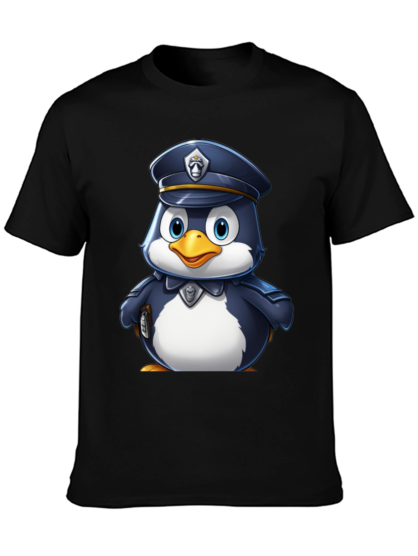 Cartoon Penguin Police Officer T-Shirt
