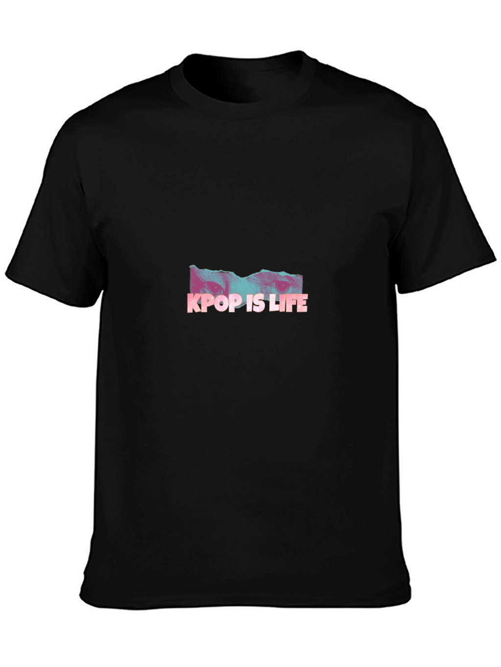 Kpop Is Life Graphic Tee - Black Casual T-Shirt