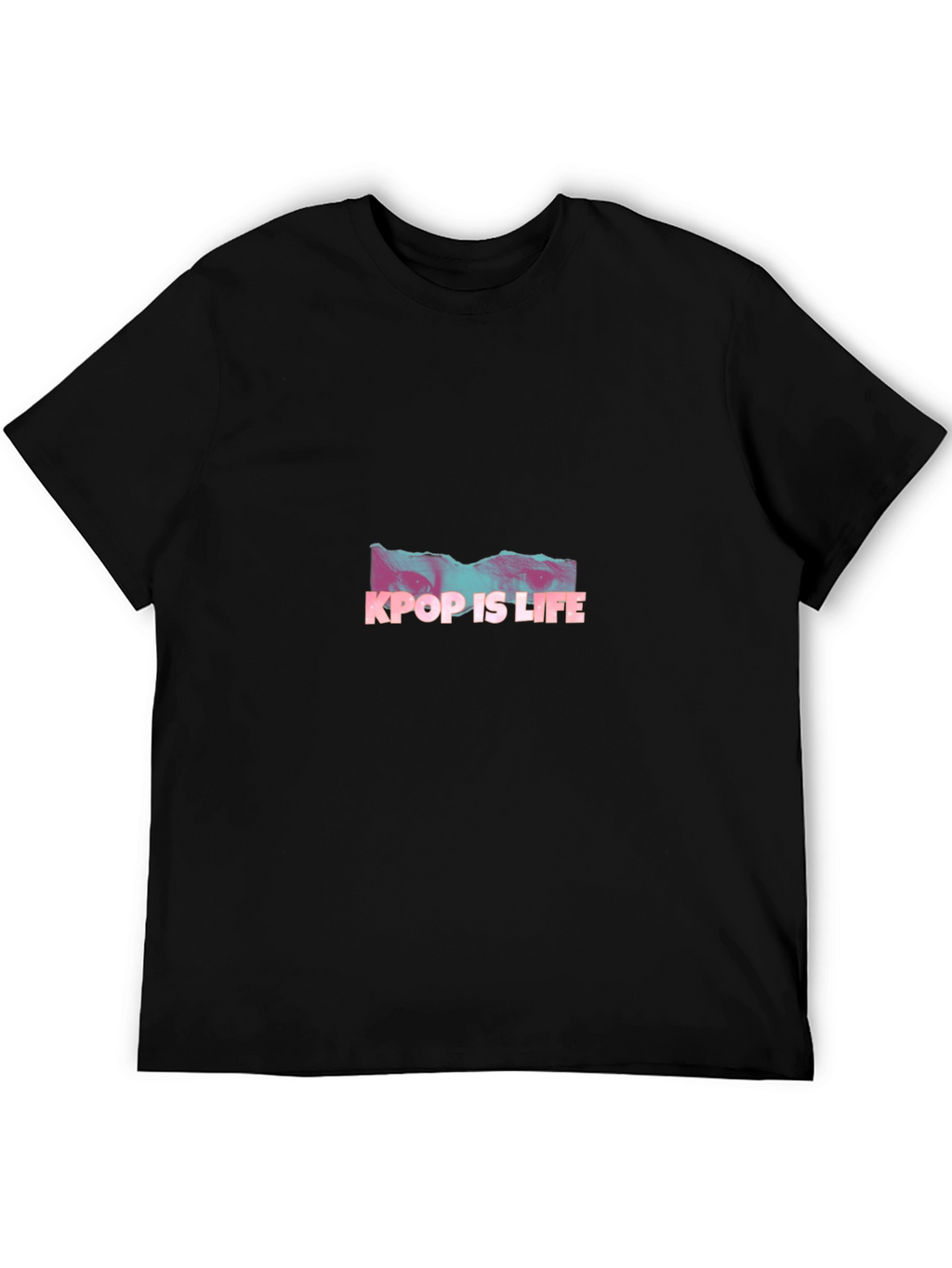 Kpop Is Life Graphic Tee - Black Casual T-Shirt