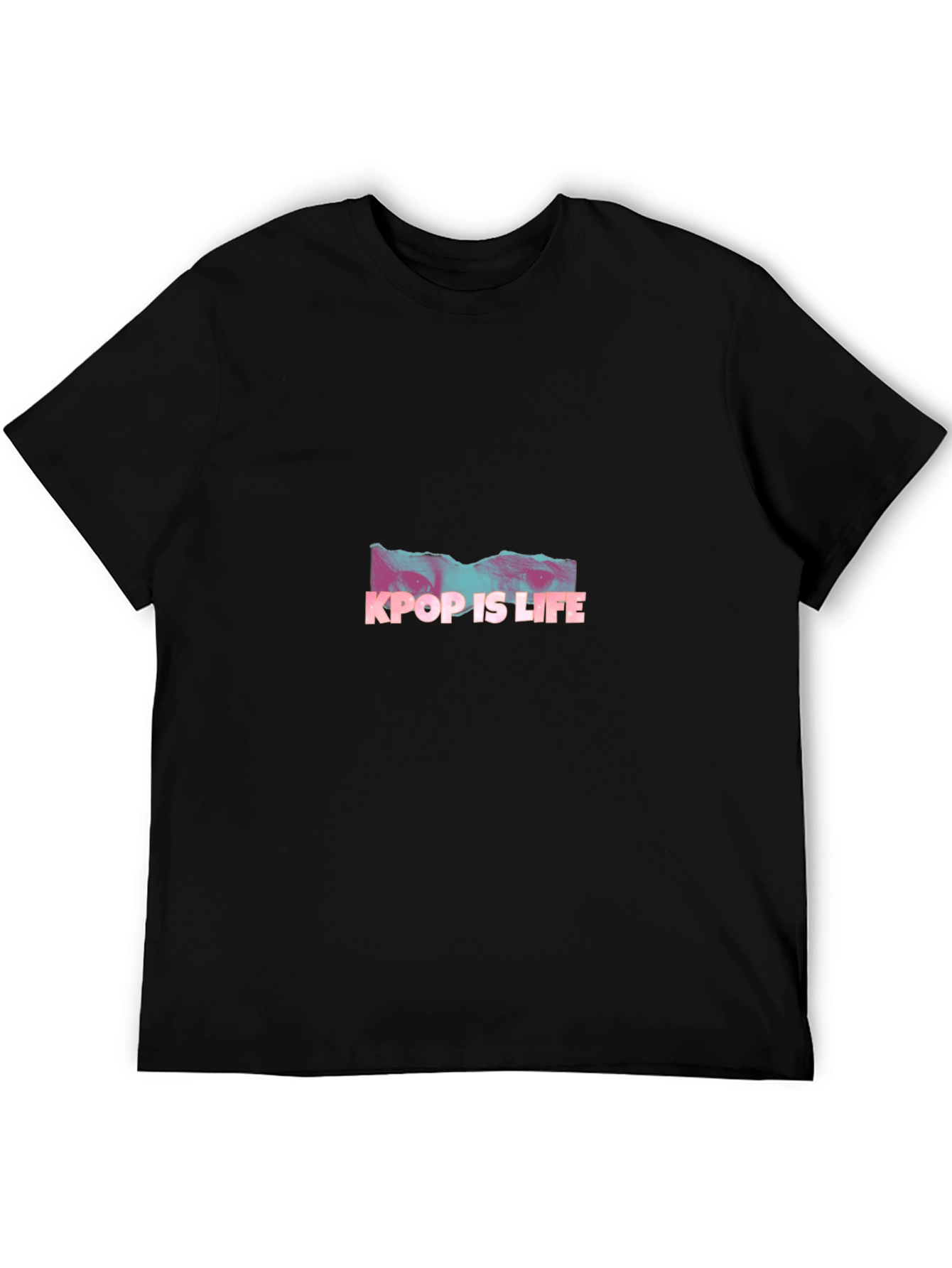 Kpop Is Life Graphic Tee - Black Casual T-Shirt