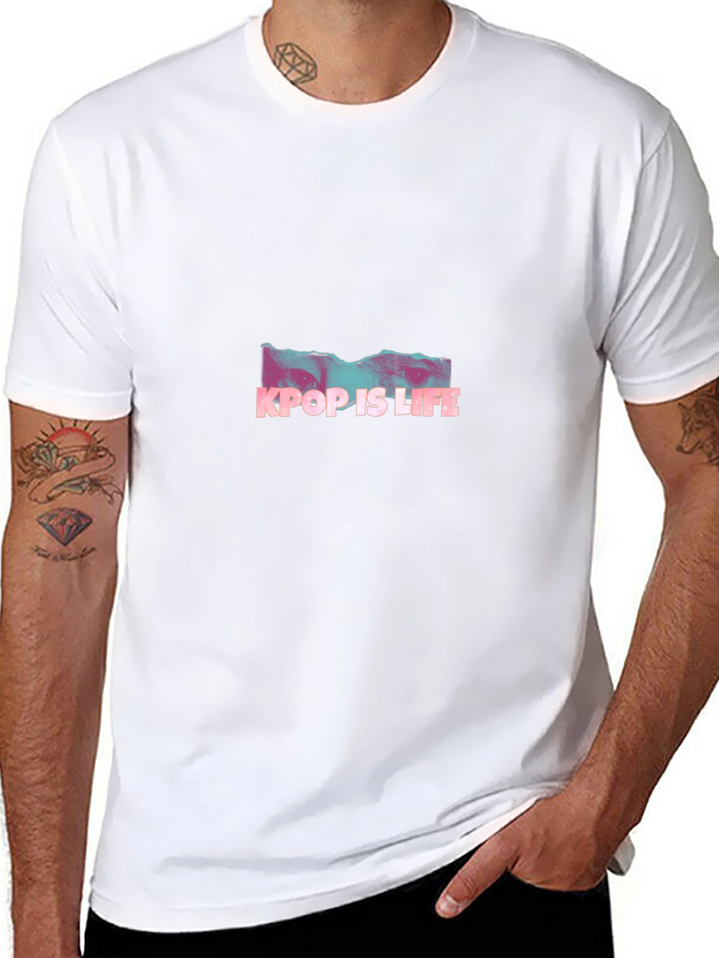 Kpop Is Life Graphic Tee - Black Casual T-Shirt