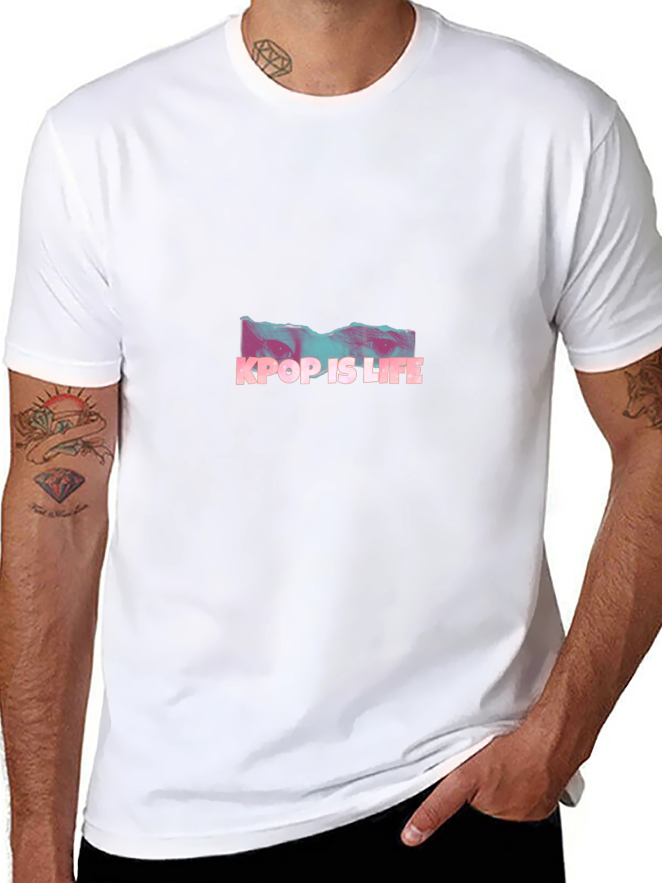 Kpop Is Life Graphic Tee - Black Casual T-Shirt
