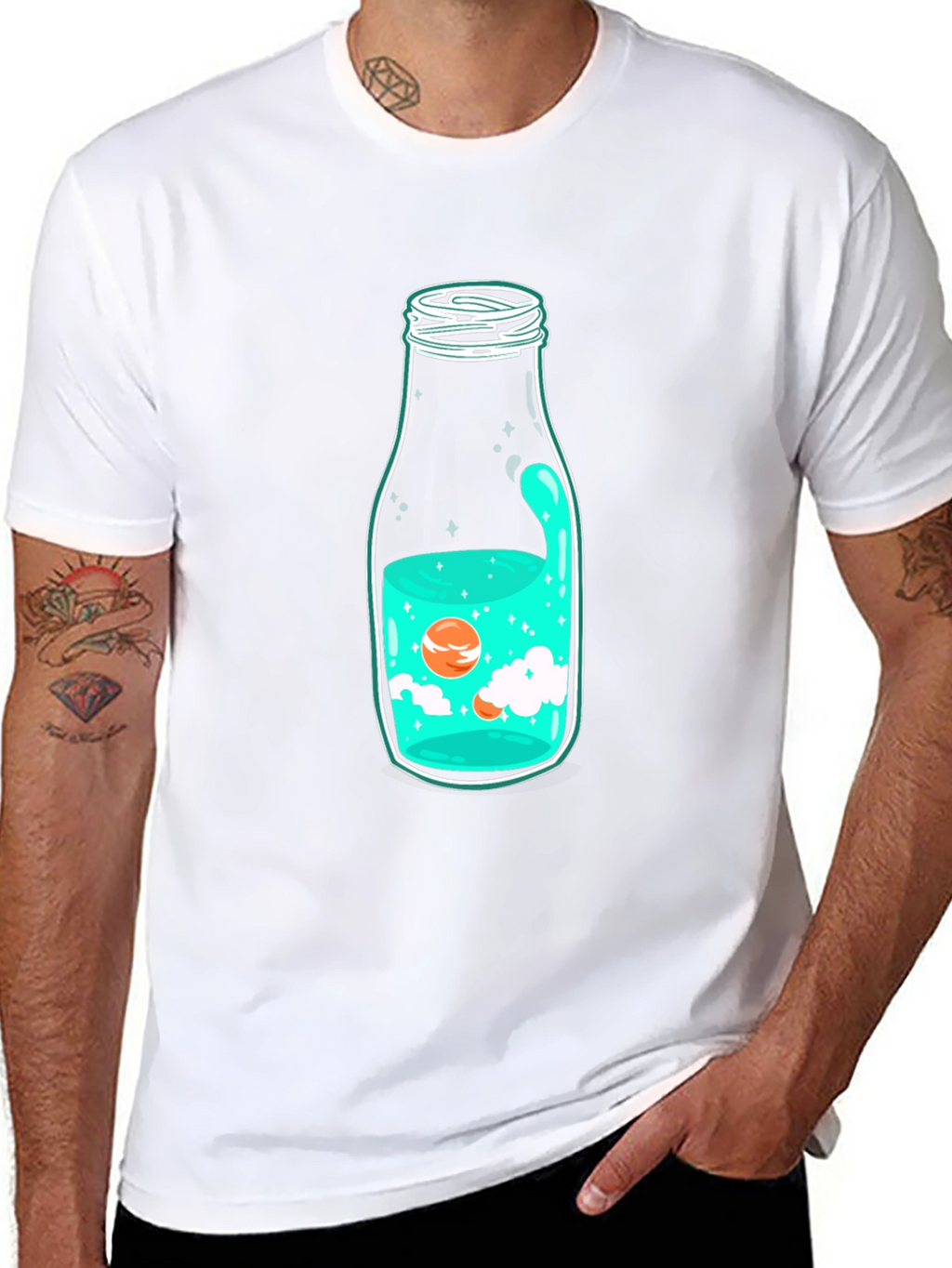 Unique Bottle Graphic Black T-Shirt
