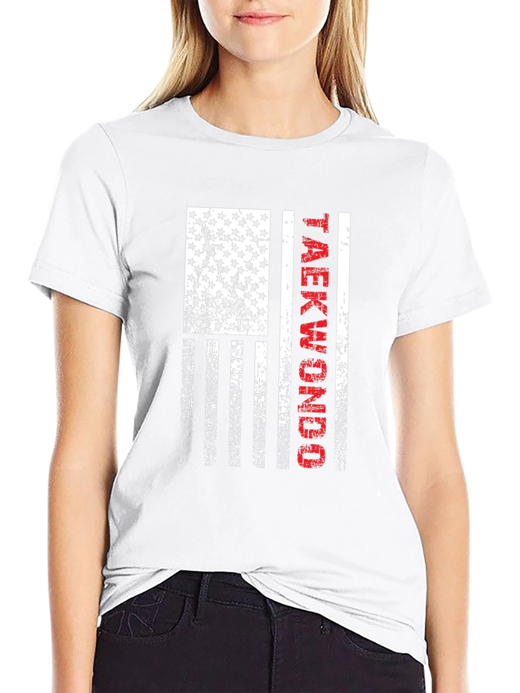 Taekwondo American Flag Graphic T-Shirt