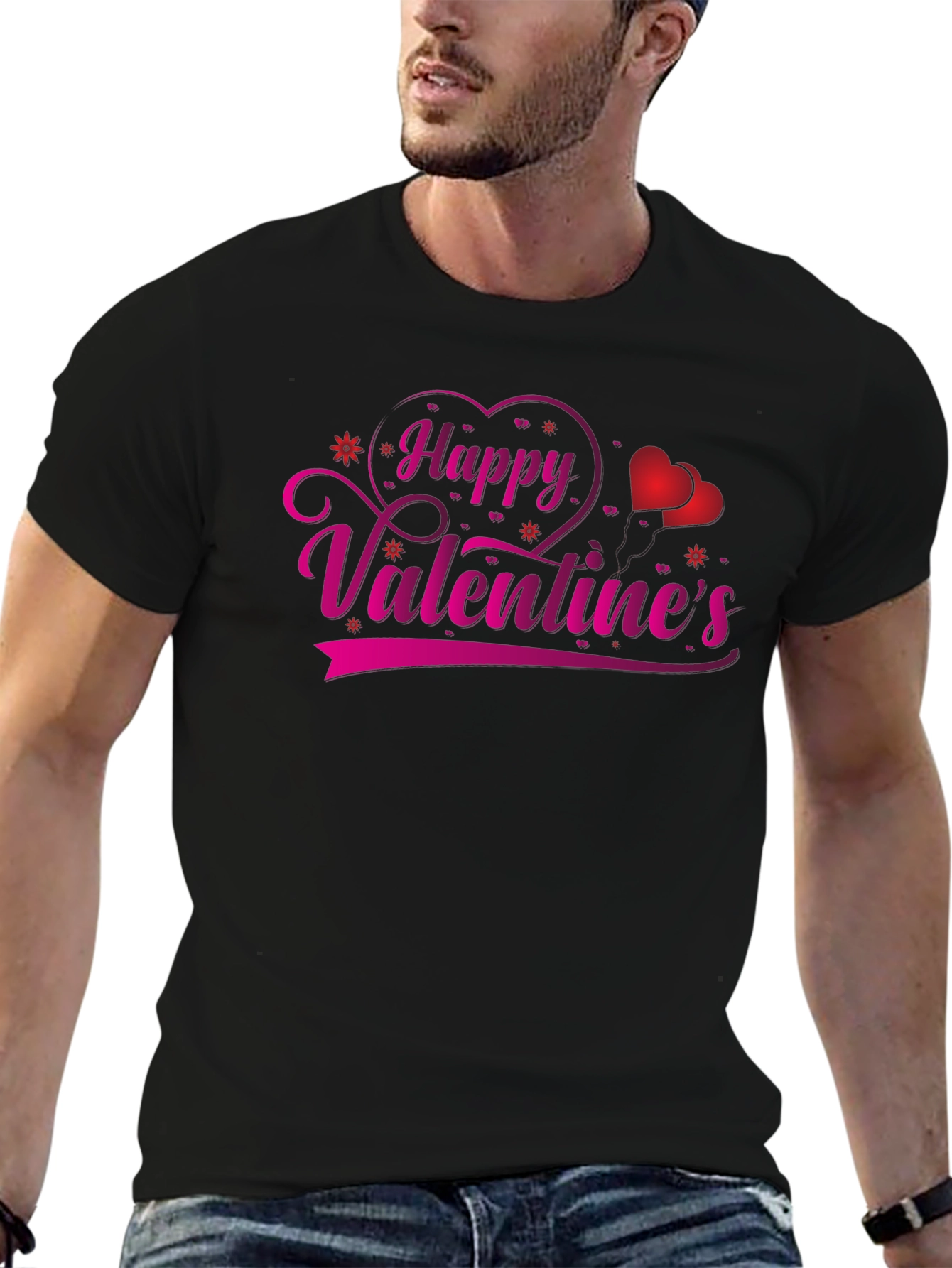 Happy Valentines Day Black T-Shirt