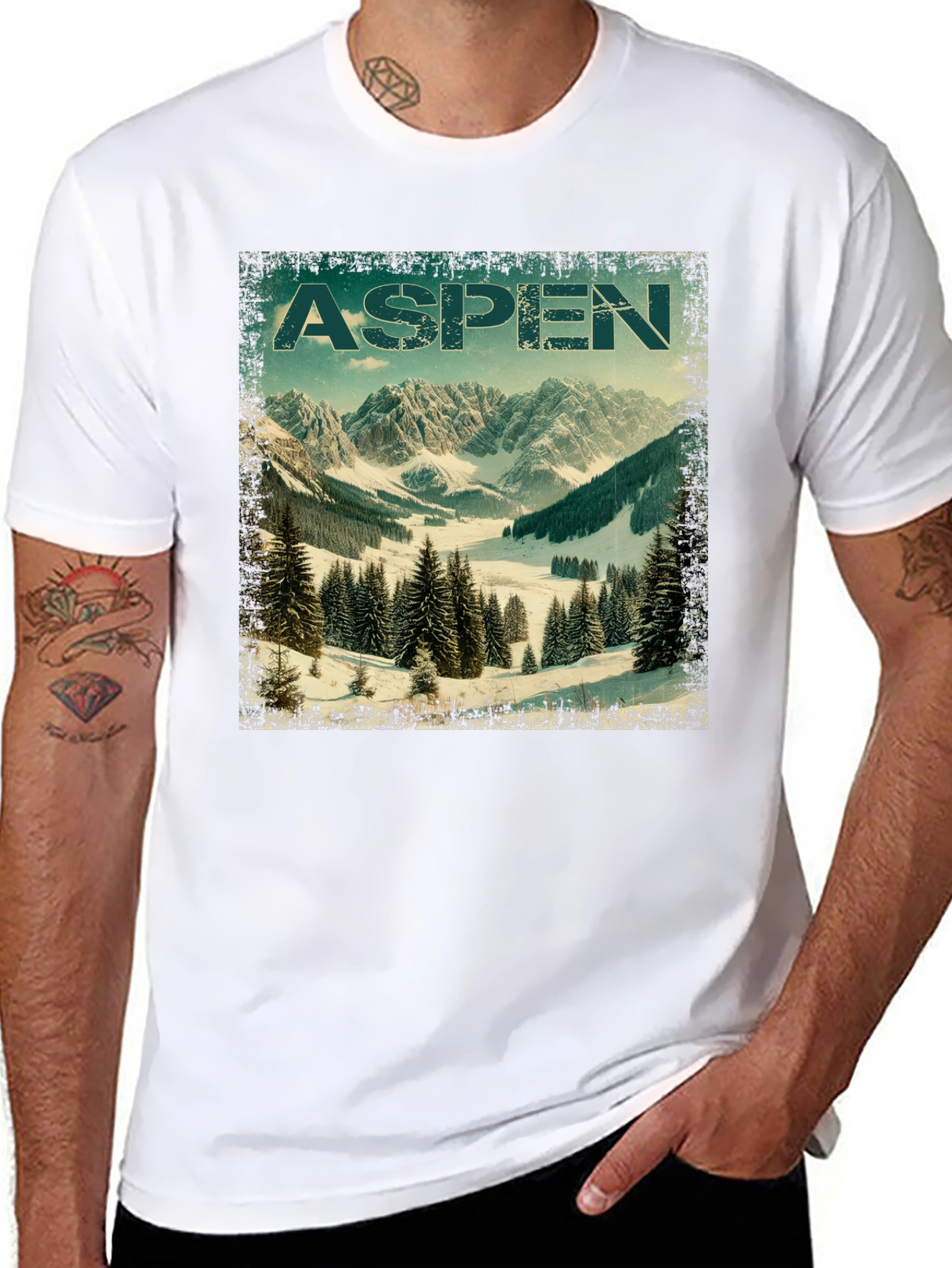 Aspen Mountain T-Shirt Vintage Style