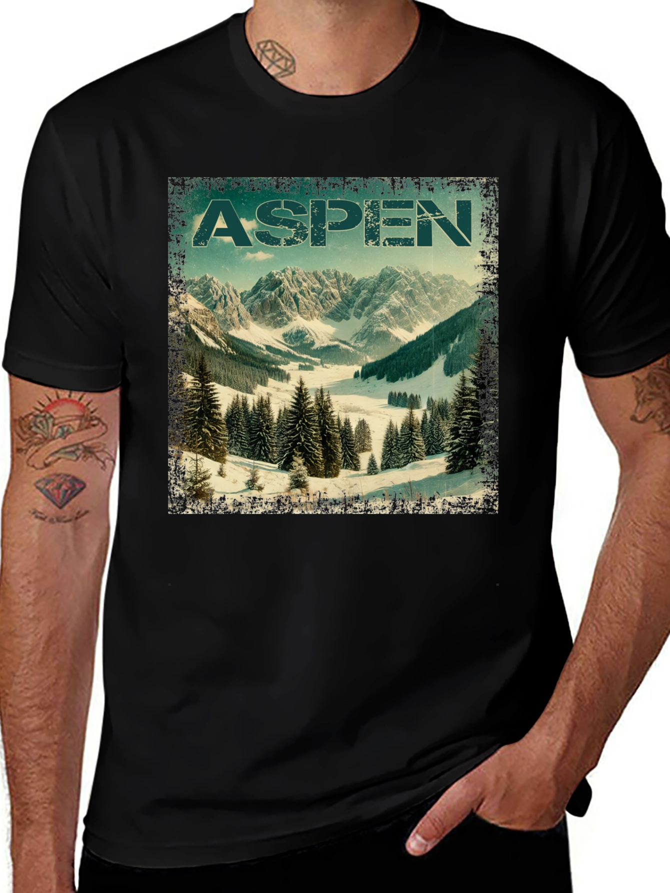 Aspen Mountain T-Shirt Vintage Style