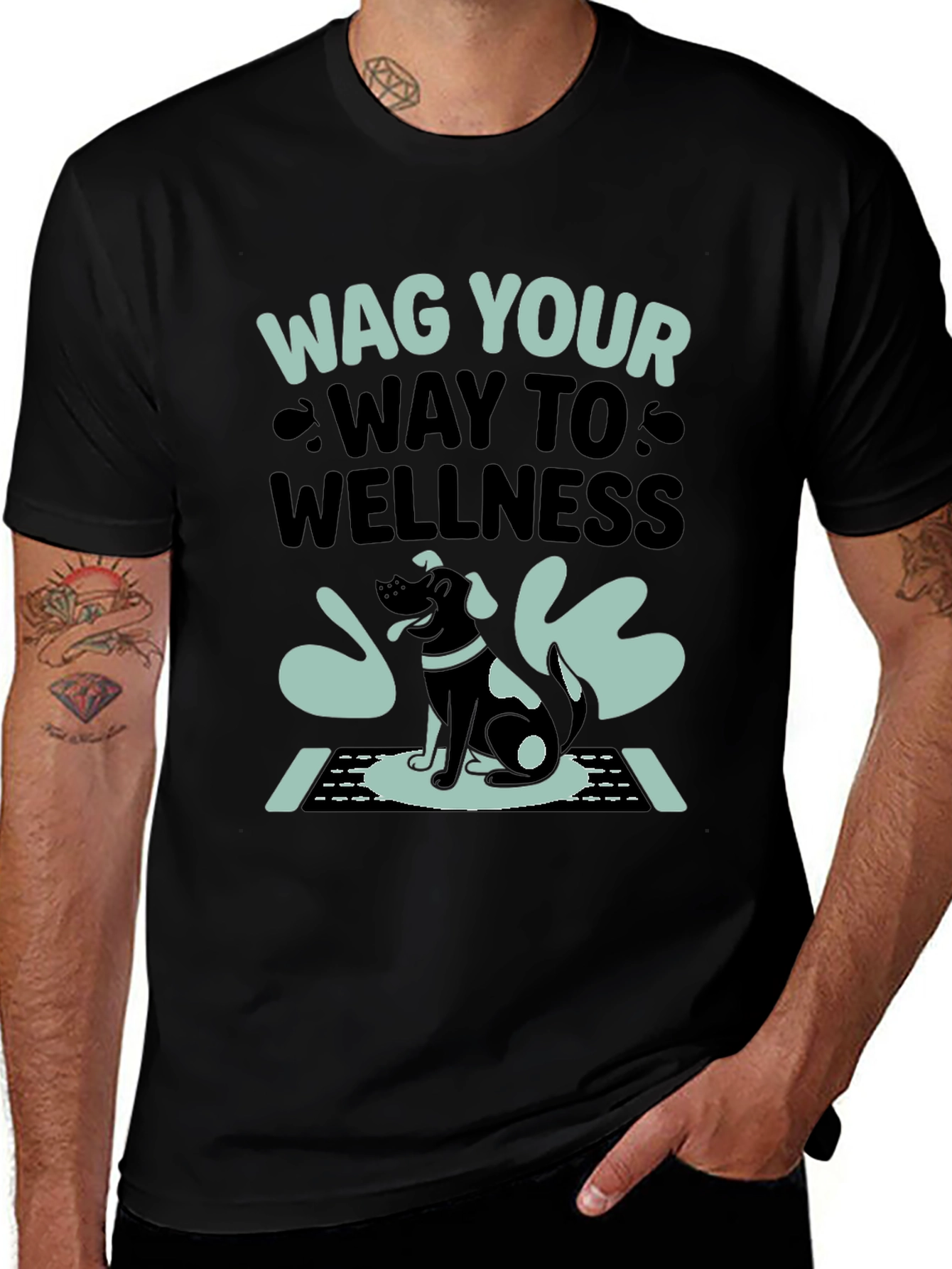 Wag Your Way to Wellness T-Shirt - Black