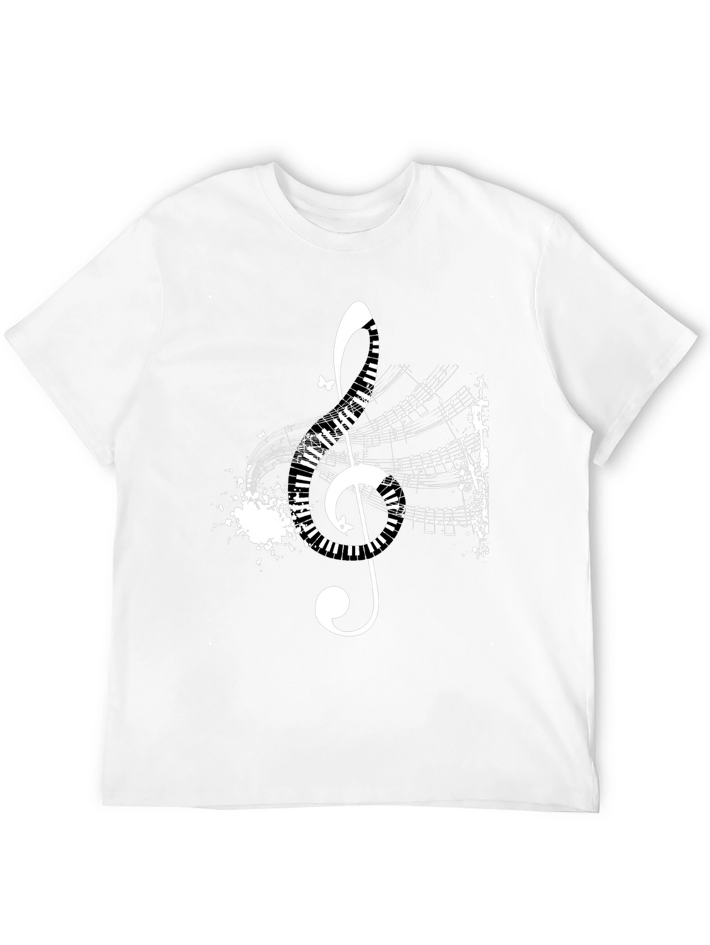 Musical Treble Clef Graphic Black T-Shirt