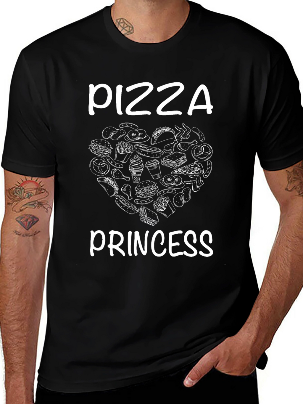 Pizza Princess Black Graphic T-Shirt